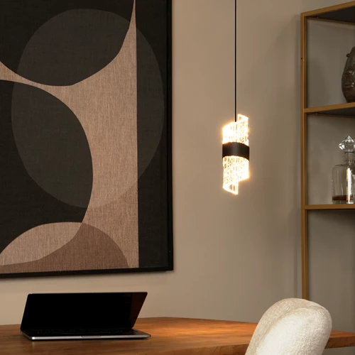 Lucide KLIGANDE - Hanglamp - Ø 13 cm - LED - 1x9W 2700K - Zwart - sfeer 1